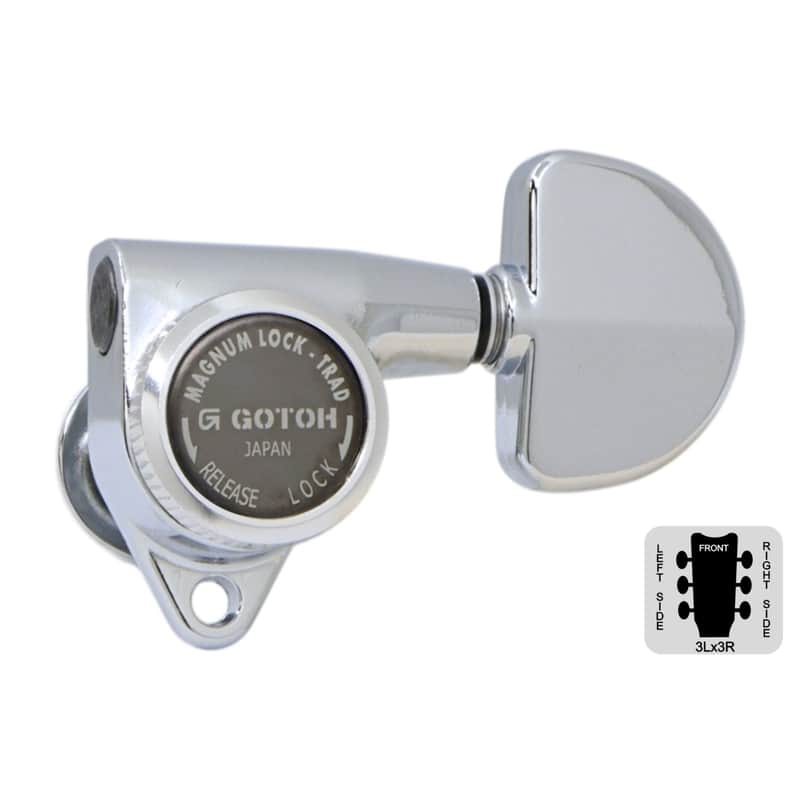 GOTOH SG301-20-MGT Locking Tuning Machines w/ Grover buttons- 3L x 3R - Chrome image 1
