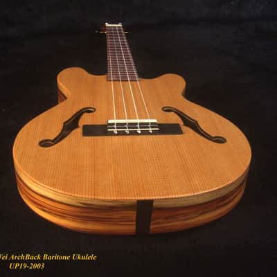 Handcrafted Baritone Ukulele, ArchBack, 4 String, Solid Spruce & Mahogany, Soft-bag, Bruce Wei UP19-2003-1 image 8