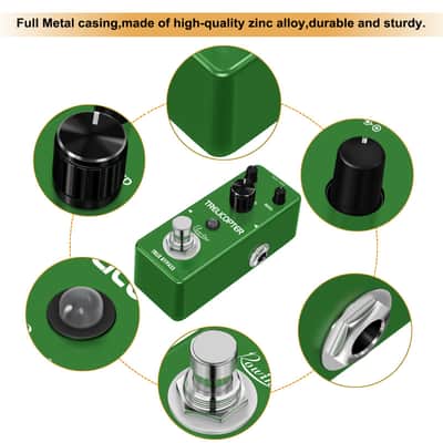 Rowin LEF-327 Trelicopter Optical Tremolo Pedal True Bypass Mini Metal Guitar Volume Modulation Effect (Price includes the import duty for US buyer) image 4