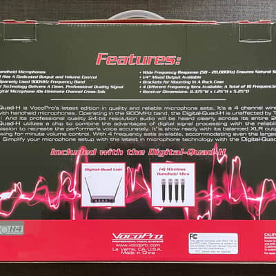 VocoPro Digital-Quad-H2 Four-Channel UHF Wireless Handheld Microphone System (913.3 to 925.8 MHz) image 5