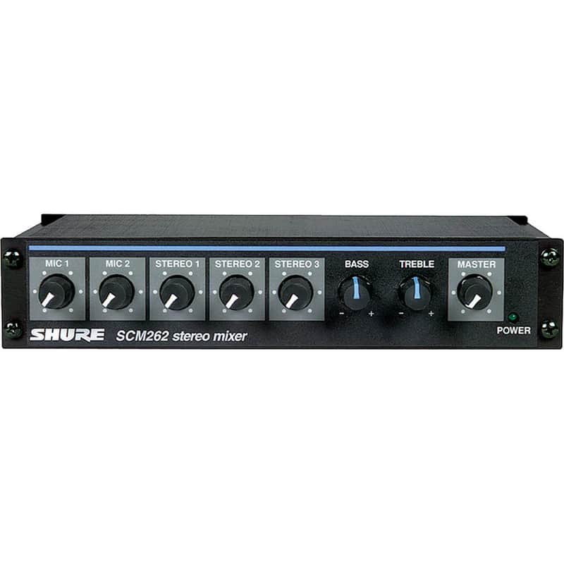 Shure SCM262 Audio Mixer 2 Mic Inputs 3 Stereo Channels Compact Design image 1