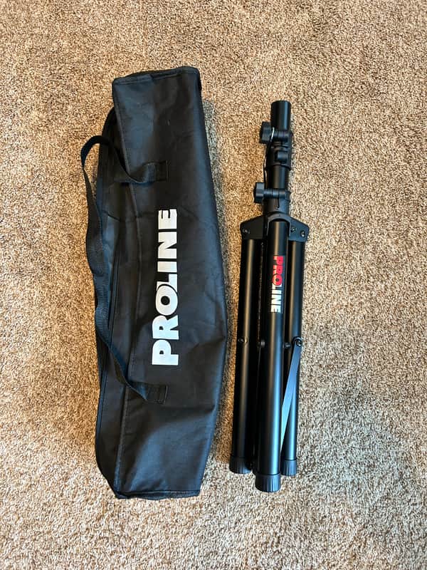 Proline SPS301 Lightweight Adjustable Speaker Stand With Carrying Bag - Black image 1