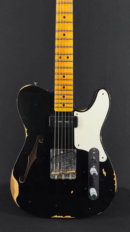 2023 Fender Custom Shop Limited Edition P90 Thinline Tele Relic in Aged Black image 1