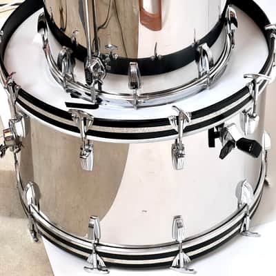Ludwig 1970s Stainless Steel Drum Kit 24" 16" 13" 12" Big Beat shell pack image 7