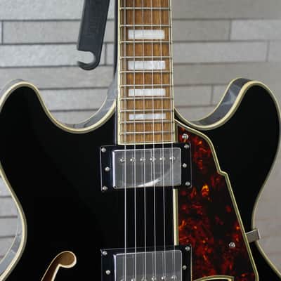 D'Angelico Premier DC Semi-Hollow Double Cutaway - Solid Black image 3
