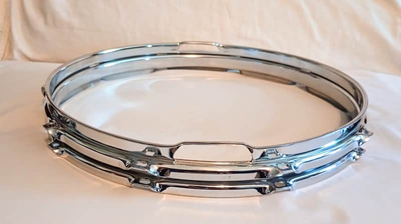 UNMARKED VINTAGE SNARE DRUM HOOPS SET 14"/10L -CHROME- FREE SHIP TO C-USA! image 1
