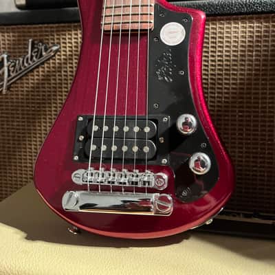 Hofner Shorty Travel Guitar Tune-O-Matic Style & Tailpiece W/Travel Bag - Red Metallic image 1