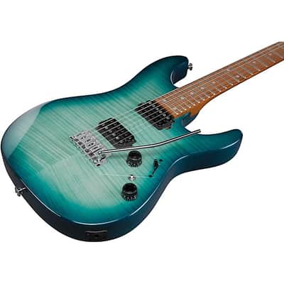 Mint Ibanez AZ24S1F Standard Electric Guitar - Transparent Turquoise Burst image 3