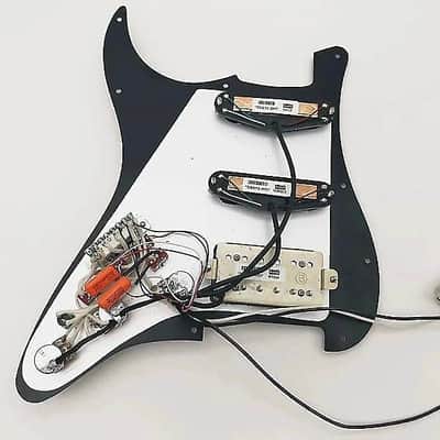 Black Pearl Strat Style Guitar Loaded Prewired Pickguard, SSH Pickups image 3