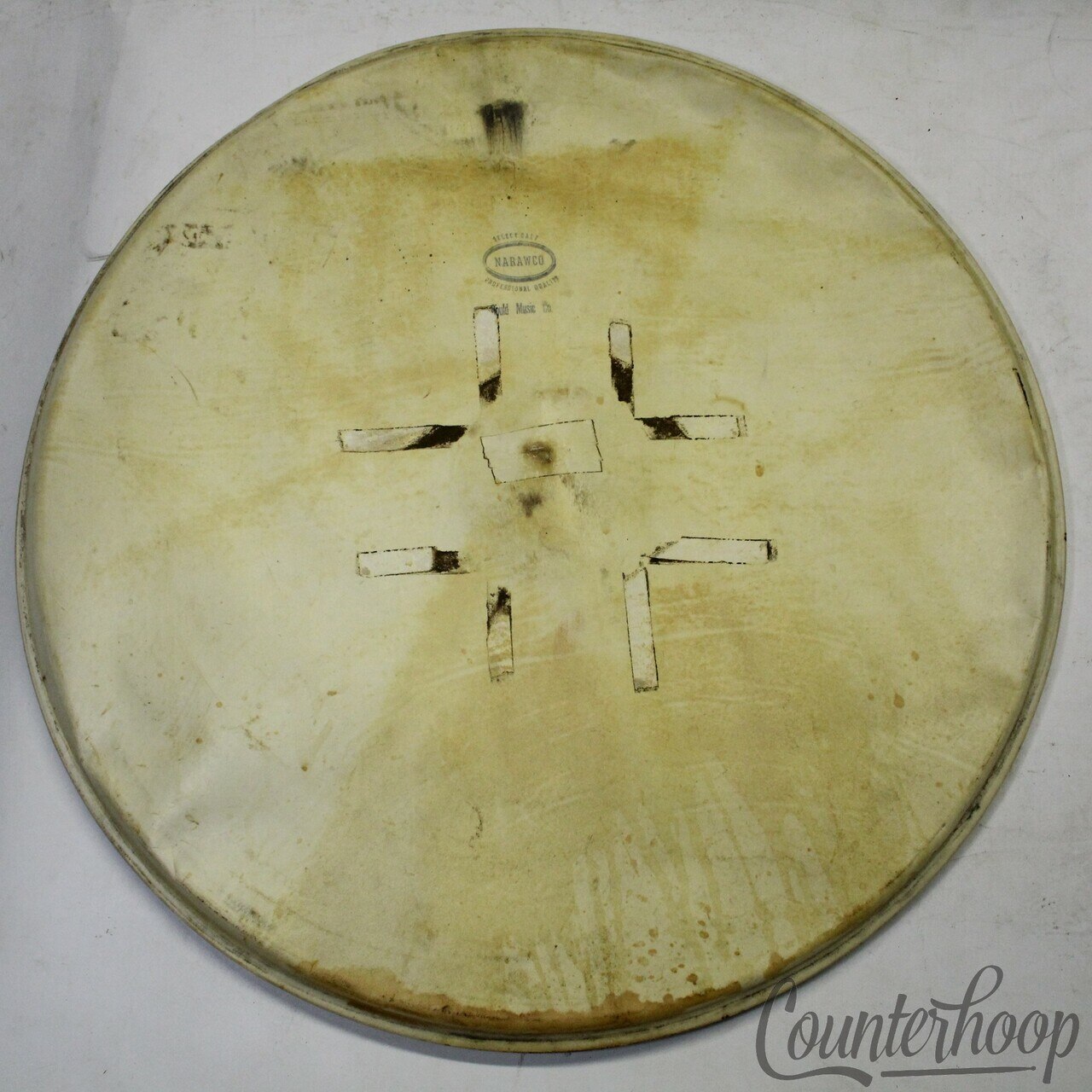 Narawco 22" Bass Drum Calf Skin Head USA Batter Select Professional Quality 30s — main photograph