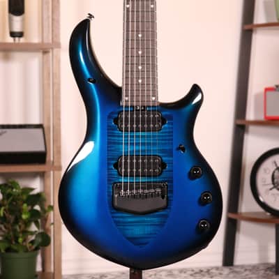 MusicMan Majesty 7 John Petrucci Signature Electric Guitar - Ebony Fingerboard, Titan Blue image 15