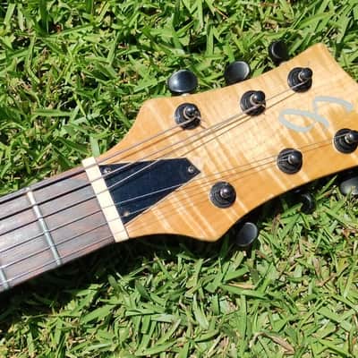 1992 "PS" Mini Electric Guitar - Natural Quilted Maple - Flamed Neck - Bartolini PU image 3