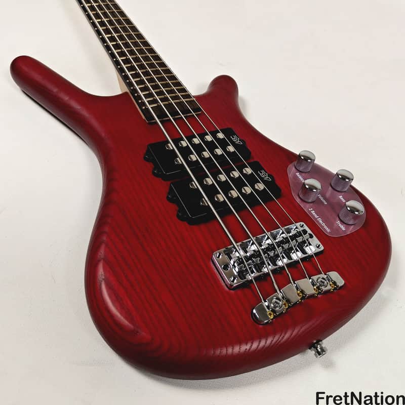 Warwick RockBass Corvette $$ 5-String Bass Burgundy Red Transparent Satin 10.56lbs #571855-25 image 1