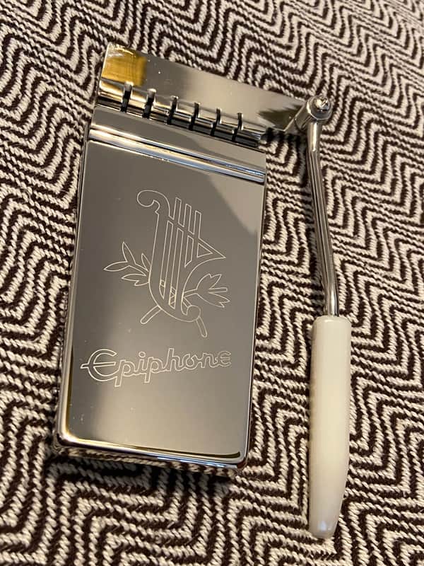 YES! Engraved Epiphone Long Maestro Nickel Vibrola Vibrato Lyre Tailpiece Tremolo fits SG, Firebird, ES Dot Guitars image 1