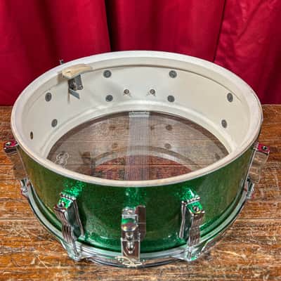 1960s Ludwig 5x14 No. 908P Jazz Festival Snare Drum Green Sparkle image 15