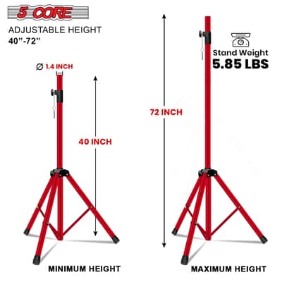 5 Core Speaker Stand Height Adjustable 72" Heavy Duty PA DJ Tripod Studio Monitor Stands image 3