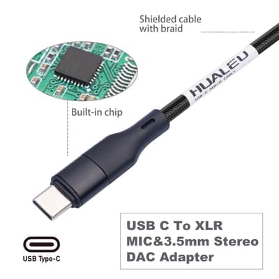 10FT USB C to XLR Female Microphone Cable & 3.5mm (1/8") Female Stereo Out Adapter,USB C to 3.5mm Headphone Cable&XLR Female Microphone Record Cable for iPhone 15 Garageband,Tablet,Laptop image 3