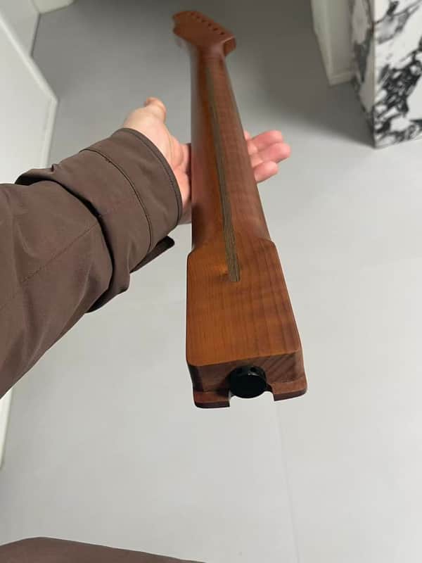 1 Round End stainless steel 22frets Roasted flame Maple Electric guitar neck Spoke Wheel Truss Rod 25.5inch hole 10mm  Satin image 1