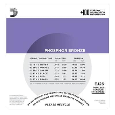 D'Addario EJ26 Phosphor Bronze Custom Light Acoustic Guitar Strings .011-.052 image 2