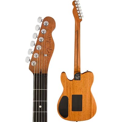 Fender American Acoustasonic Telecaster All-Mahogany Acoustic-Electric Guitar Regular Bourbon Burst image 4