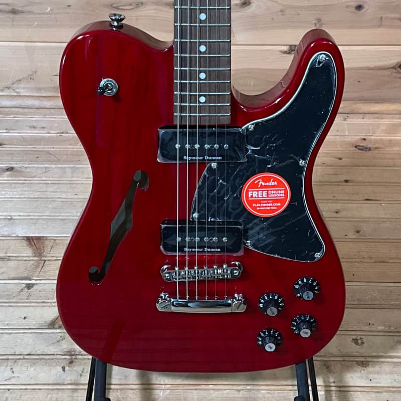 Fender Jim Adkins JA-90 Telecaster Thinline Electric Guitar - Crimson Red Transparent image 1