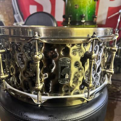 Mapex Black Panther Sledgehammer 14x6.5" Brass Snare Drum with Brass Hardware 2010s - Hammered Antique Brass image 3