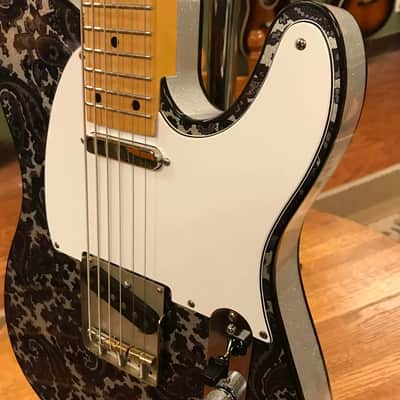 Crook Baritone Telecaster Black Paisley Silver Sparkle Matching Headstock image 5