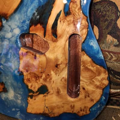 Telecaster Style Body and Neck Clear Resin on top of Redwood image 6