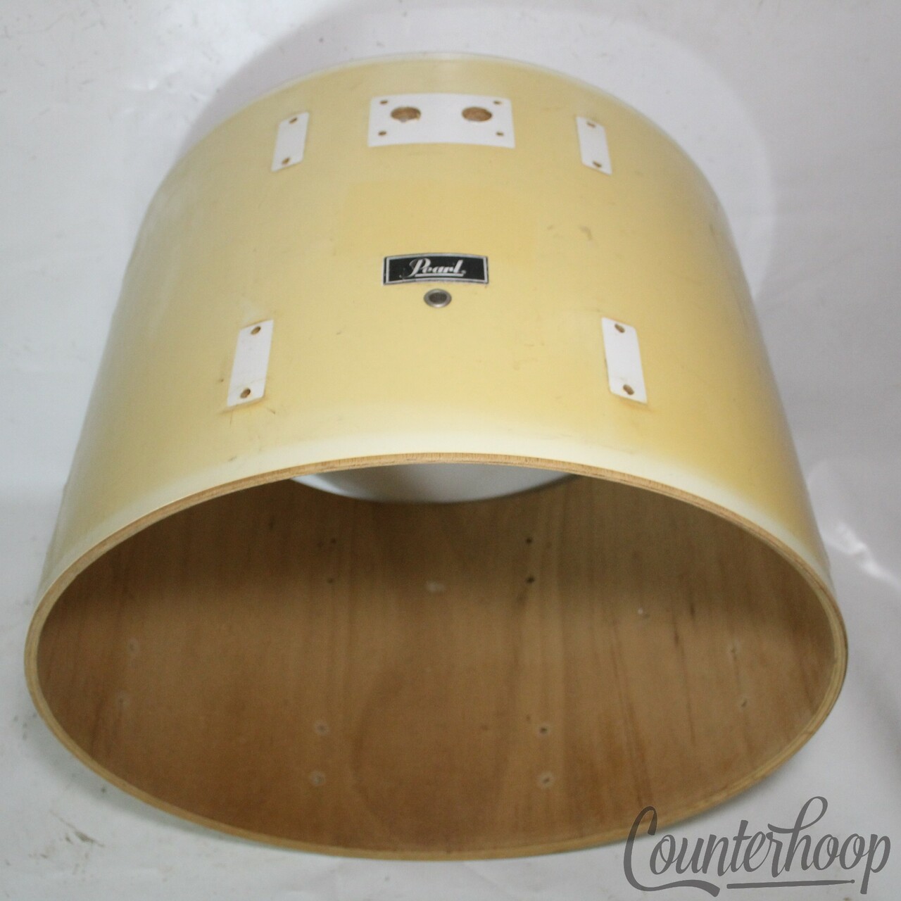 Pearl 22"x16" Bass Drum Shell White Wrap Export Vintage 80s 8Ply Mahogany Japan — main photograph