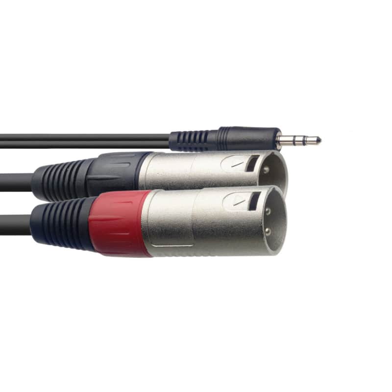 Stagg SYC1/MPSB2XM 3.5mm Stereo MiniJack - 2 x XLR Male Cable (1M) image 1
