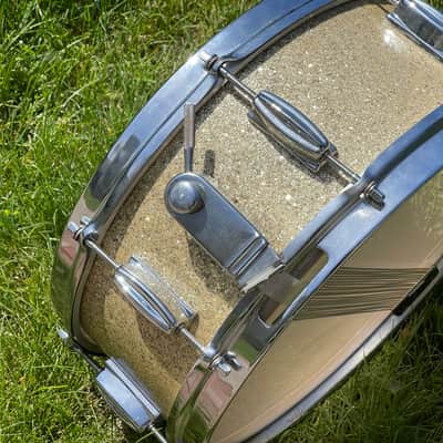 1960's MIJ 14" Gold/Silver Sparkle 5.5x14 Snare Drum Del Rey St. George image 12