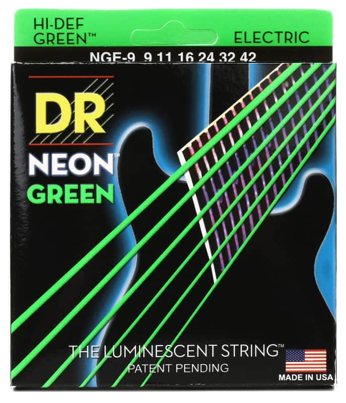 DR Strings - Neon Green 9-42 Light Guitar Strings - The Luminescent String image 1