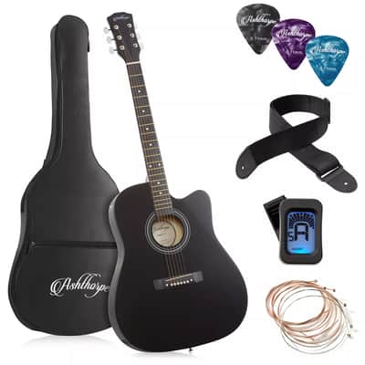 Silvertone SD10 Acoustic Guitar Package, Black | Reverb