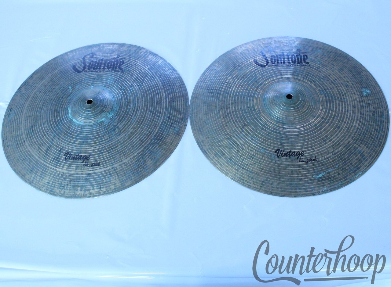 Soultone 16"Vintage Old School Hi-Hats Cymbals Set B20 Hand Hammered Pair Dark* — main photograph