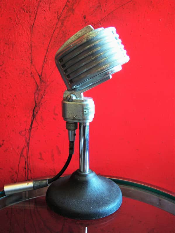 Vintage RARE 1940's Turner 34X modified dynamic microphone Satin Chrome with cable # 2 image 1