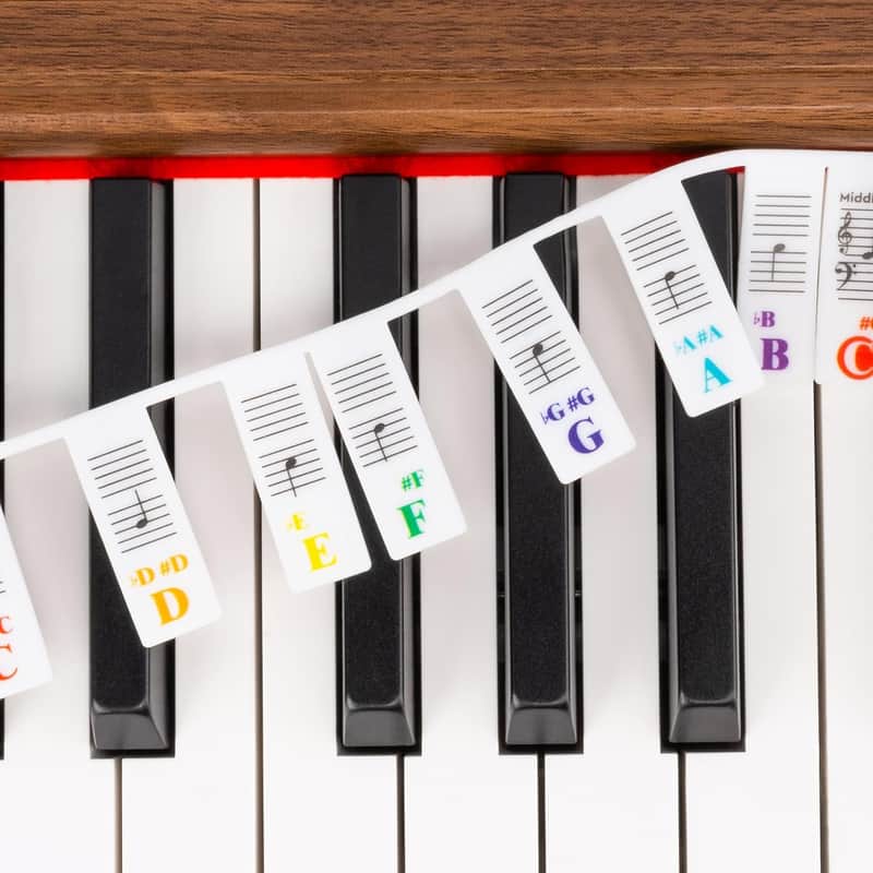 Piano Keyboard Stickers for 88-Key, Bold Large Letter Piano Stickers for Learning, Removable Piano Keyboard Letters, Notes Label for Beginners and Kids, White image 1