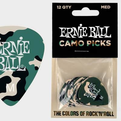 Camouflage Cellulose Picks Medium 12-Pack celluloid med-gauge .72mm world-standard pick specs - camo imagen 1
