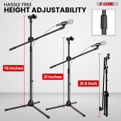 5Core Tripod Mic Stand Adjustable Heavy Duty Floor Holder Microphone Boom Arm image 5