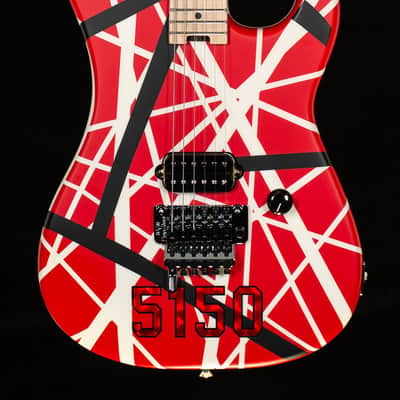 EVH Striped Series 5150 Maple Fingerboard Red with Black and White Stripes (377) image 3