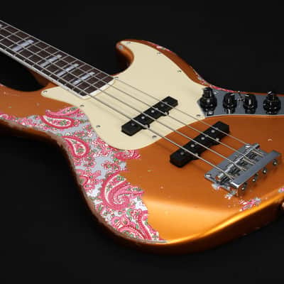 Copper Orange Metallic Over Paisley Relic 4-String J-Style Bass by Dhatarattha image 1