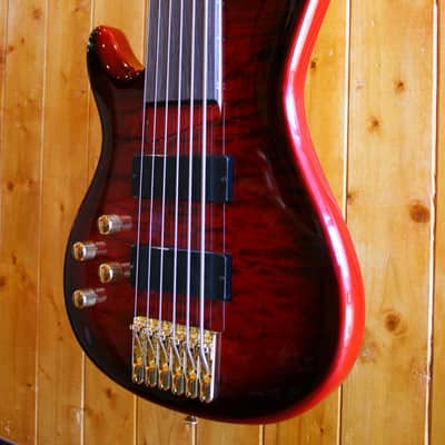AIO Wolf KTB-6 6 String *Left-Handed *Fretless Bass - Red Burst image 4
