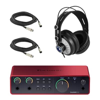 Focusrite Scarlett 2i2 4th Gen Audio Interface with StreamEye Cans50 Headphones and XLR Cables image 1