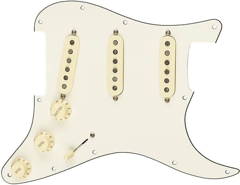 Fender Pre-Wired Strat Pickguard, Custom Shop Custom '69 SSS, Parchment 11 Hole PG (Open Box) image 1