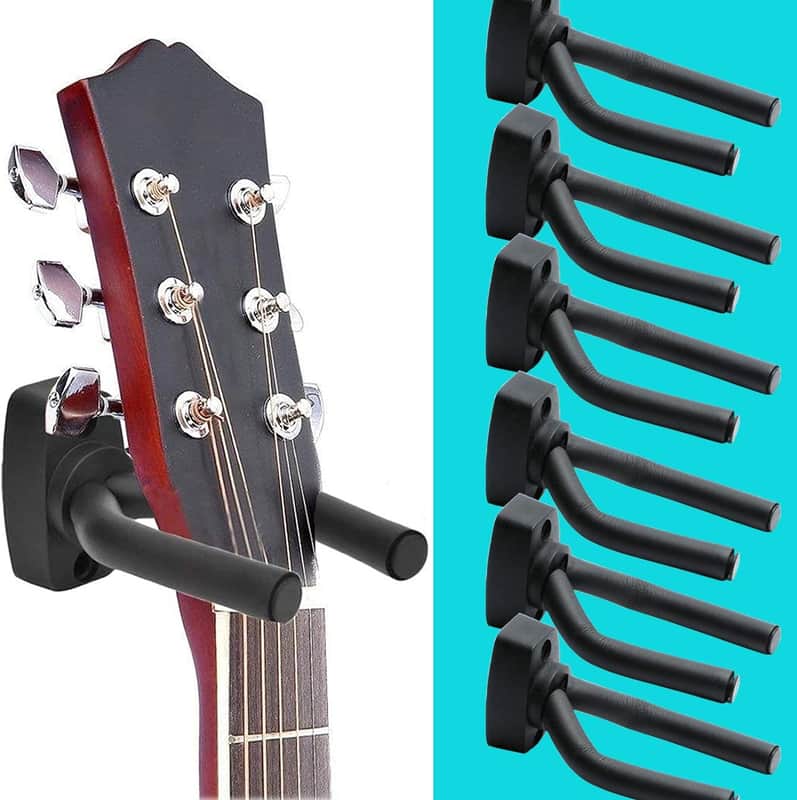 Guitar Wall Hangers, 6 Pack Wall Mount Guitar Holders, Bass Acoustic Electric Guitar Display Stands Wall Hooks for String Instruments Mandolins Banjos Ukuleles, Guitar Accessories, Easy to Install image 1