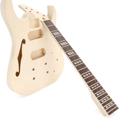DIY Electric Guitar Kit Beginner Kit 6 String Right Handed with Flamed Maple Veneer Top Basswood Body Hard Maple Neck Rosewood Fingerboard Chrome Hardware Build Your Own Guitar. image 4
