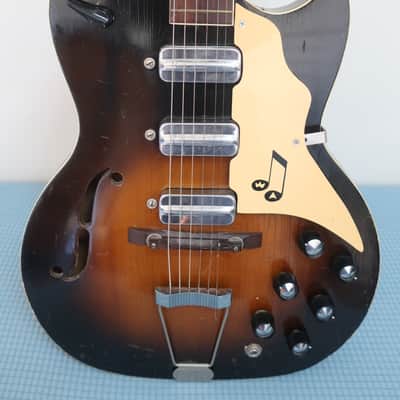 Vintage 1960s Kay Speed Demon 3 PU Sunburst Guitar Very Clean Rare Kluson Tuners Silvertone Harmony image 2