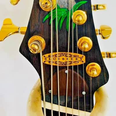 8 String Fanned Fret Electric Guitar Handmade by Blueberry Guitars Elephant Motif image 6