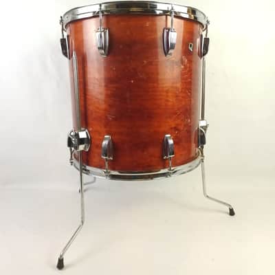 Ludwig 16x16"Mahogany Stain Floor Tom Drum Blue/Olive Vintage 70s 6Ply Maple USA image 3