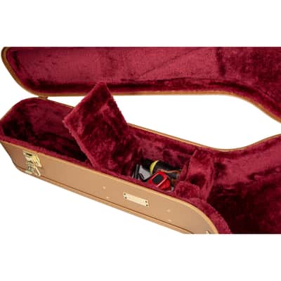 Crossrock Designer Series- Universal Wooden Case for Gibson Acoustic J45, Martin Dreadnought Guitars- Security Lock, Metal Feet, Storage Space- Luxury Gold image 7