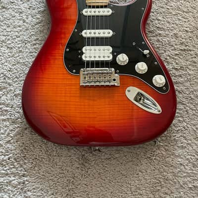 Fender Player Stratocaster HSS Plus Top 2019 MIM Cherry Burst Maple Neck Guitar image 2